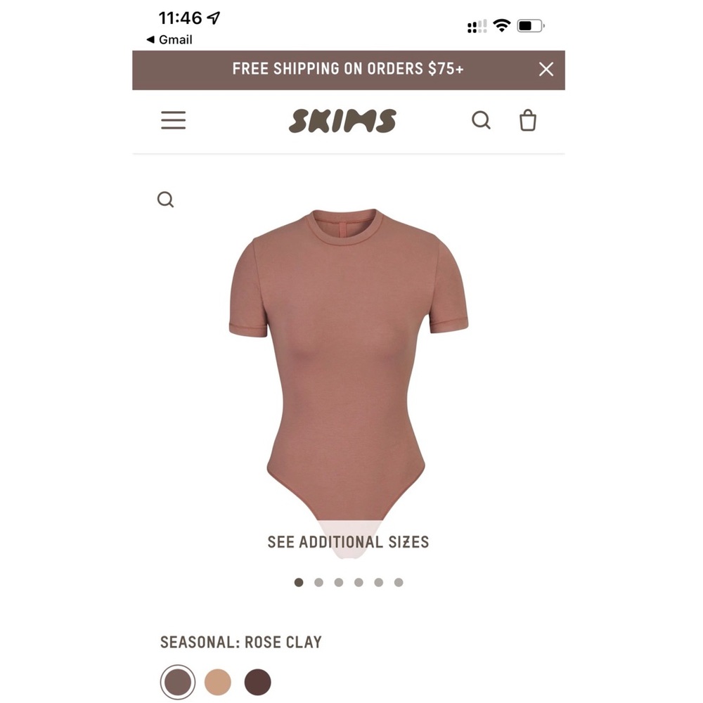 SKIMS COTTON JERSEY T-SHIRT BODYSUIT - XS Rose Clay (NWT)
